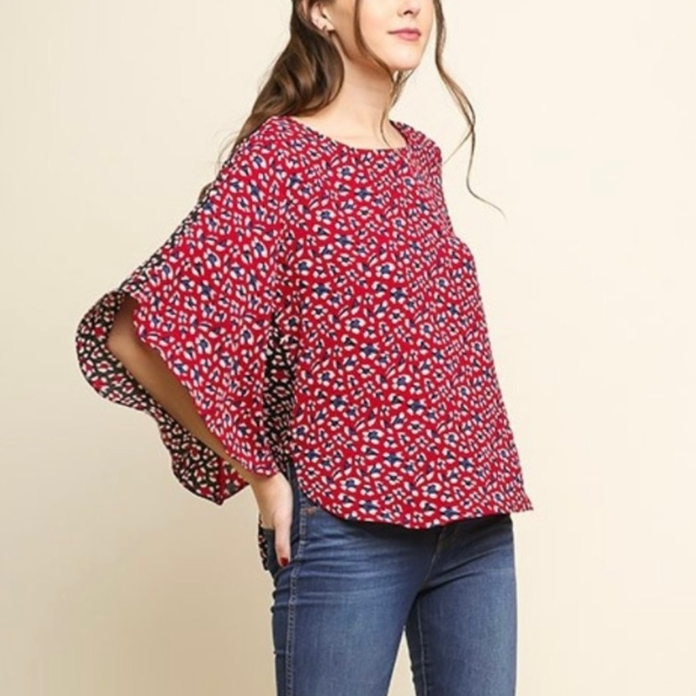 Umgee flipside animal print blouse